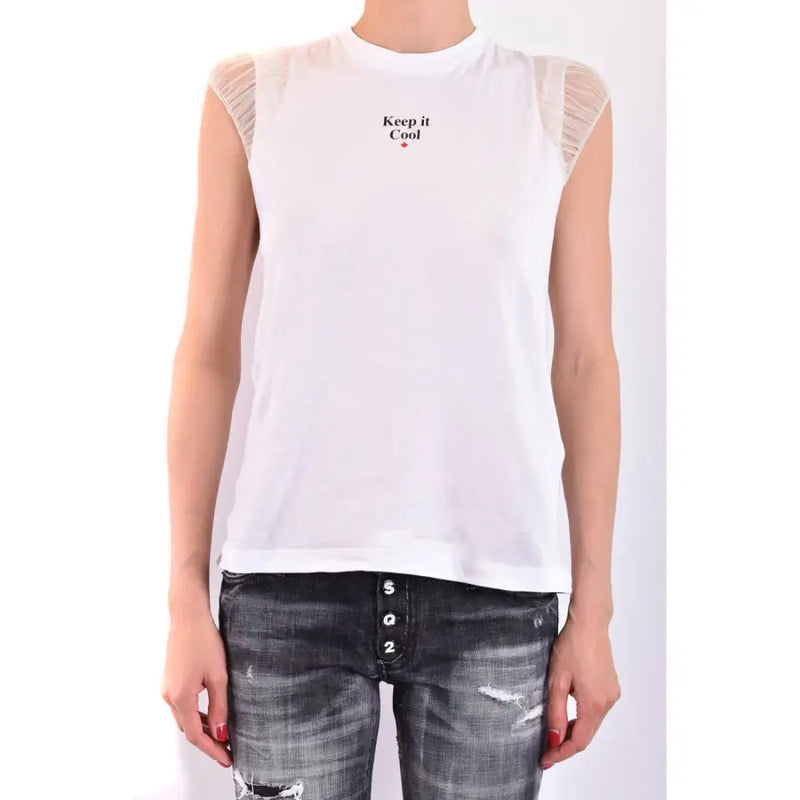 Dsquared2 White Cotton Print Tank Top for Women