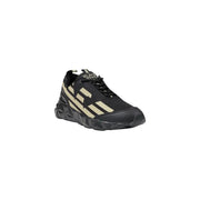Ea7 Schwarze und beige Herren-Sneaker mit strukturiertem Mesh-Obermaterial, markantem Streifenlogo und klobiger, geometrischer Sohle