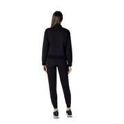 EA7 black cotton blend high-neck sweatshirt and joggers jumpsuit for women