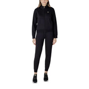 EA7 black zip-up track jacket with logo on left chest for women