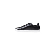 Ea7 schwarze Herren-Lederschuhetop Sneaker mit weißer Gummisohle im klassischen Freizeitdesign