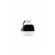 Ea7 black leather slip on sneakers for men with black and white suede upper and rubber sole