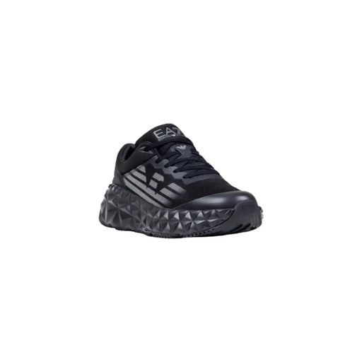 Ea7 black and gray running shoe with textured sole.