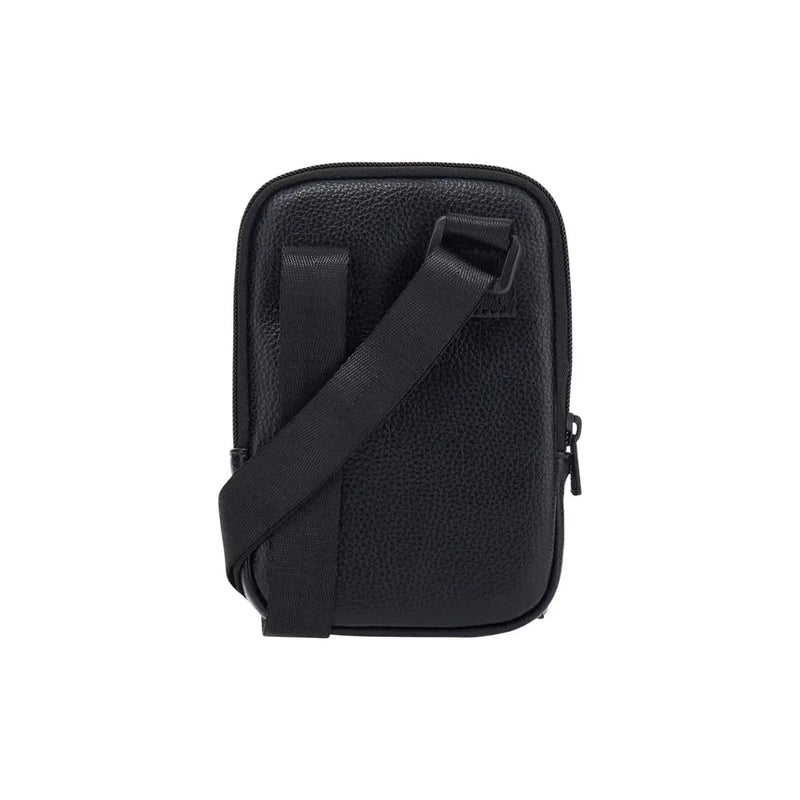 Ea7 crossbody bag for women in black textured material with matching adjustable strap, front view