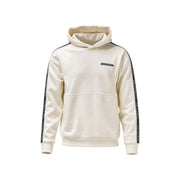 Ea7 Sweat à capuche beige en coton pour homme, avec bandes crème et noires portant le logo Emporio Armani sur les manches (référence ea7).