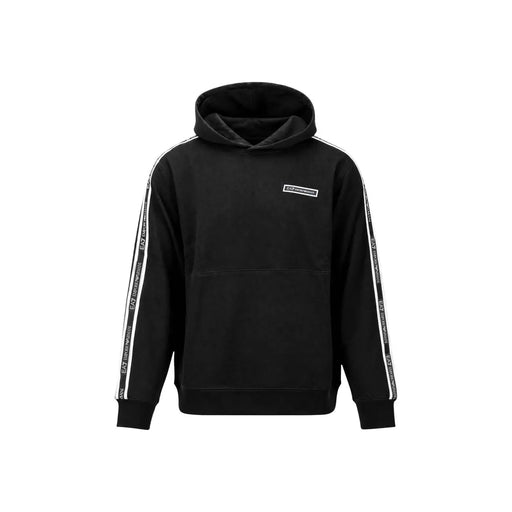 Ea7 Sweat à capuche noir en coton pour homme avec bandes blanches à logo le long des manches