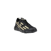 Ea7 Baskets noires pour homme en polyester avec empeigne en mesh texturé beige, logo rayé audacieux et semelle géométrique épaisse