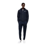 Navy blue ea7 men polyamide track suit with hooded jacket and pants featuring white logo branding fall winter