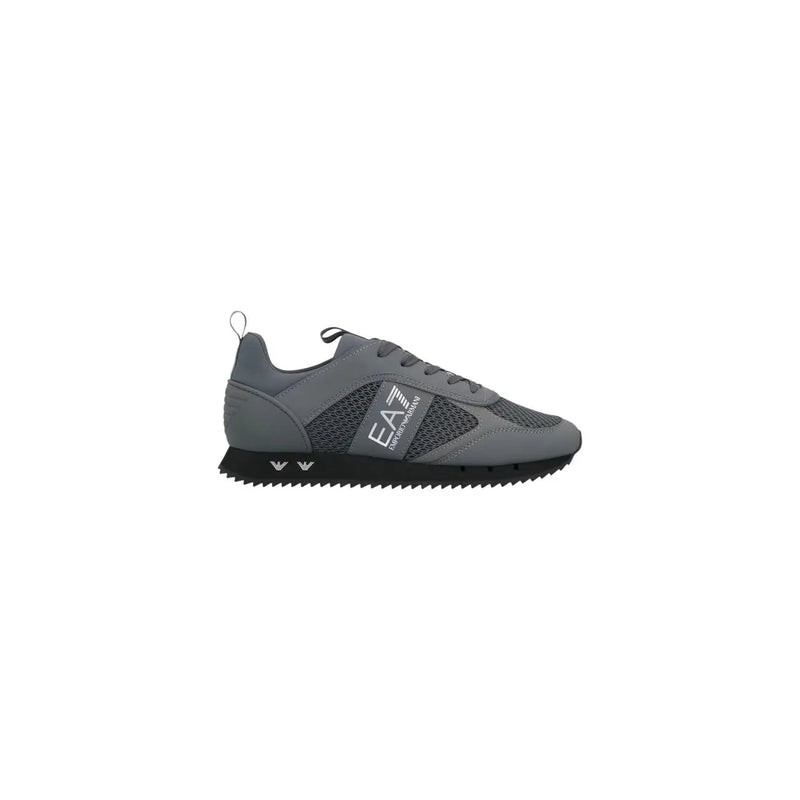 Ea7 Graue Herren-Sneaker aus Polyamid mit Mesh- und Synthetik-Overlays und schwarzer, gezahnter Gummisohle zum Hineinschlüpfen.