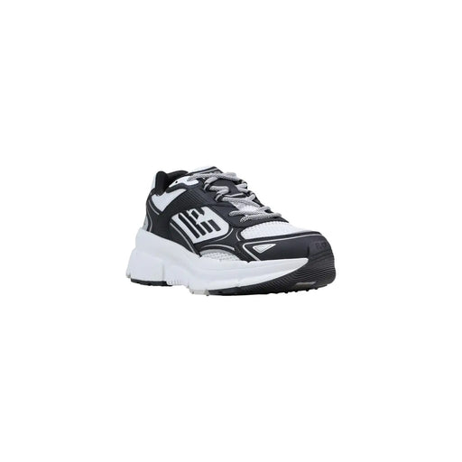 Ea7 men sneakers black lace up polyester shoes featuring a chunky design with mesh and synthetic overlays
