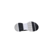Black and white rubber sole with textured grip on ea7 men sneakers black lace up polyester shoes