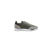Baskets homme EA7 Emporio Armani en daim et mesh vert olive et gris avec détails noirs, chaussures décontractées