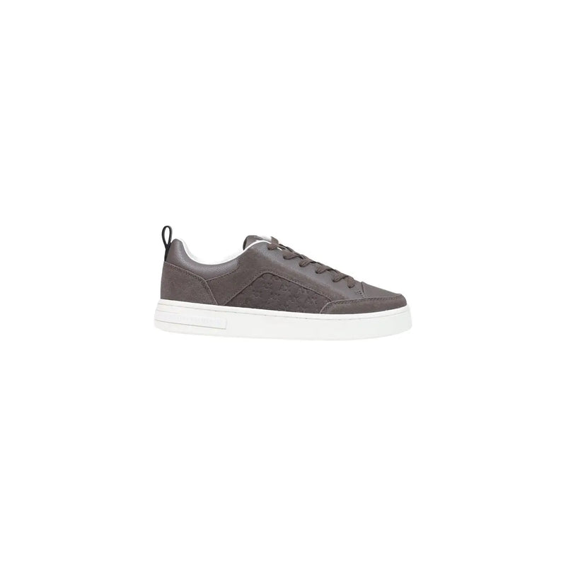 Ea7 Baskets homme noires en polyuréthane, chaussures décontractées grises en cuir, bassestop basket avec semelle en caoutchouc blanc et logo en relief