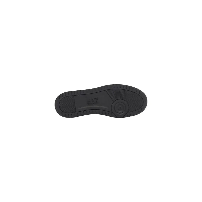 Semelle en caoutchouc noir avec motif texturé et logo en relief des baskets ea7 pour hommes, chaussures décontractées en polyuréthane noir