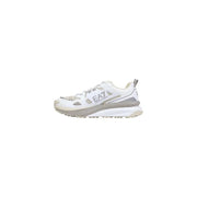 Ea7 men sneakers grey polyester lace up shoes with white and gray textured mesh upper and metallic silver branding