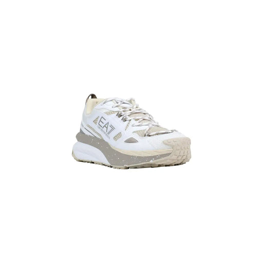 Ea7 men sneakers grey polyester lace up shoes with a white and gray mesh upper and chunky sole