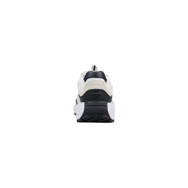 Ea7 men sneakers white and black chunky design with thick rubber sole made of polyurethane for spring summer collection