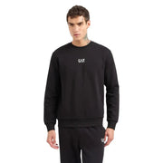 Ea7 men sweatshirt in black with a subtle white logo on the chest crafted from comfortable material