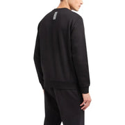Ea7 men sweatshirt black long-sleeved with a white vertical stripe logo on the back side