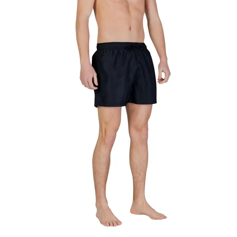 Ea7 Schwarze Herren-Badehose aus Polyester mit elastischem Bund, Kordelzug und Taschen für den Freizeitgebrauch