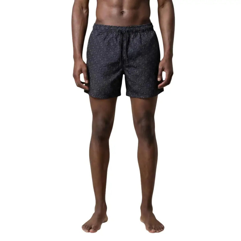 Dark gray ea7 men swimwear trunks with subtle geometric pattern designed for stylish swim use