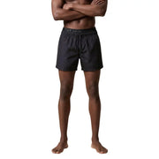 Black ea7 emporio armani men swimwear swim trunks with drawstring waistband and subtle brand logo on front side