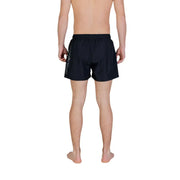 Ea7 men swimwear black emporio armani swim trunks with subtle side logo designed for beach and pool use