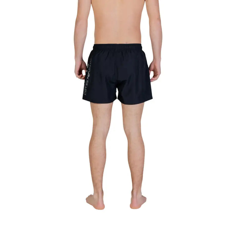 Ea7 men swimwear black emporio armani swim trunks with subtle side logo designed for beach and pool use