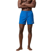 Bright blue ea7 men swimwear swim trunks with drawstring waistband and ea7 logo on the left leg for swimming