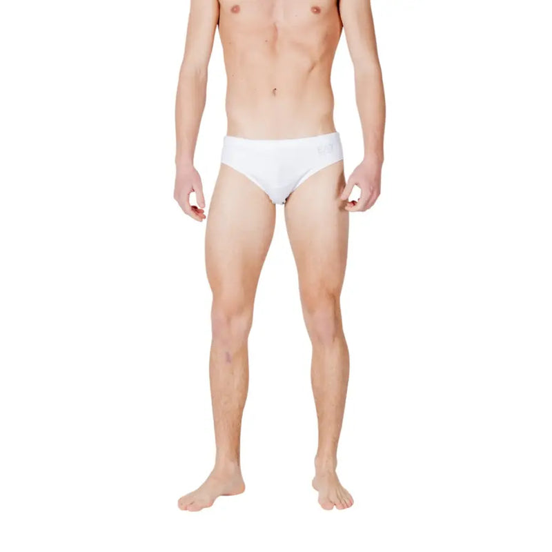 Ea7 men white briefs swimwear with subtle logo on waistband designed for comfortable swim use