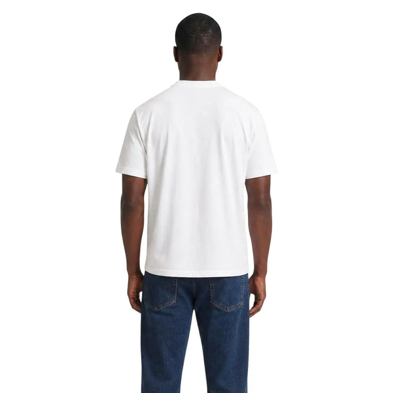 Ea7 men white cotton t shirt classic fit with simple crew neck and short sleeves in breathable cotton fabric