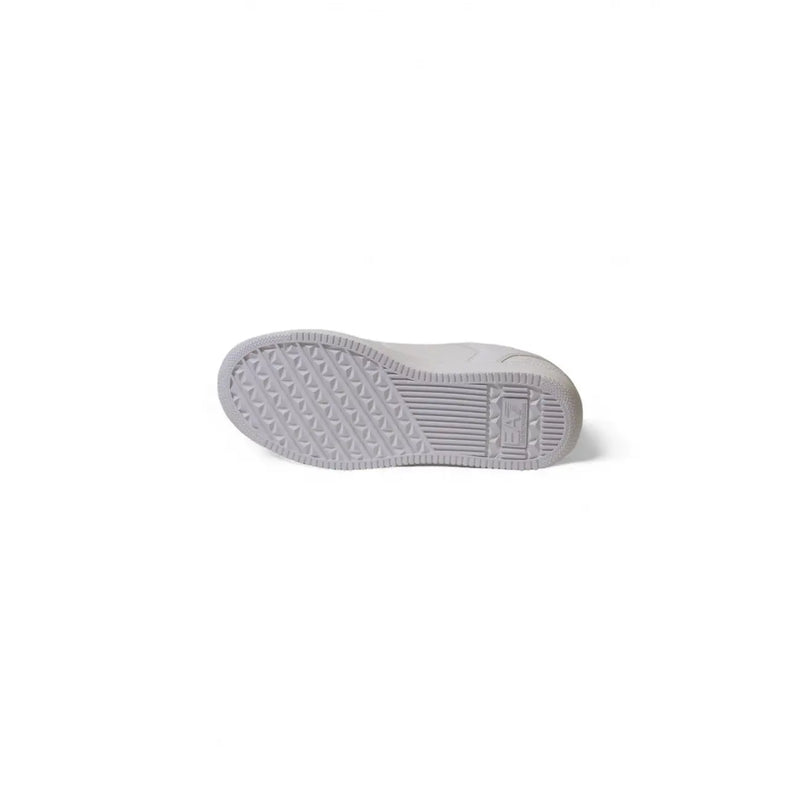 Ea7 men white puma sneakers with laces and textured rubber sole showing subtle branding on the heel backside