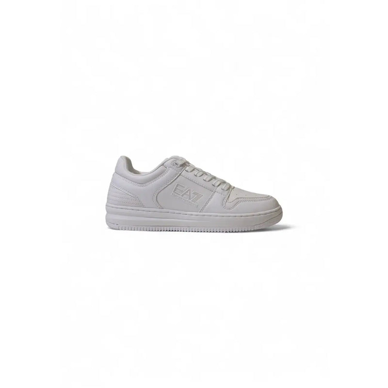 Ea7 men white sneakers with laces rubber sole sleek minimalist design and smooth leather upper