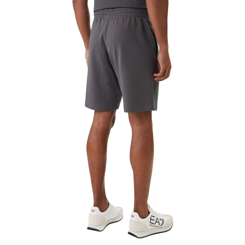 Short EA7 pour homme, gris, avec taille élastiquée et logo discret sur la jambe gauche, vue de face