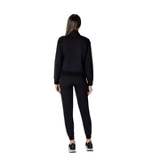 Ea7 women black cotton high neck sweatshirt and joggers set matching casual athleisure wear