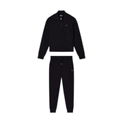 Ea7 Schwarzer Damen-Overall aus Baumwolle mit Rollkragen, Reißverschlussjacke und passender Jogginghose mit dezenten Logos