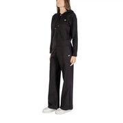 Ea7 women cotton black hooded zip-up hoodie and wide-leg pants set with minimalist design and subtle brand logos