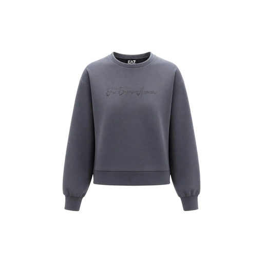 Ea7 Combinaison grise en coton pour femme, col rond et logo discret brodé sur la poitrine.