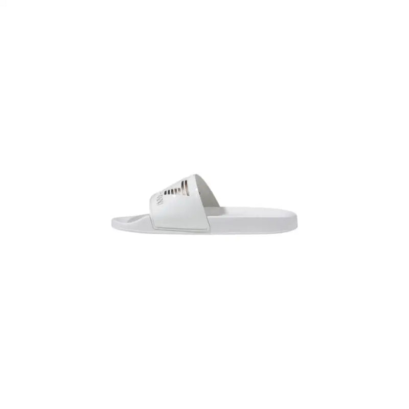 Ea7 women slip-on white rubber slide sandal with minimalist design and subtle branding for spring summer use