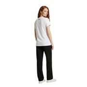 Ea7 women white cotton round neck short sleeve t shirt showing back side with small black logo