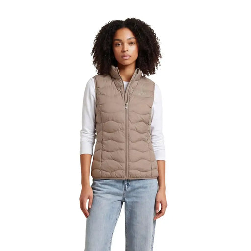 EA7 womens black sleeveless quilted puffer gilet with zip pockets