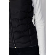 Ea7 women’s black quilted puffer sleeveless gilet with front zipper and zip side pockets for casual wear