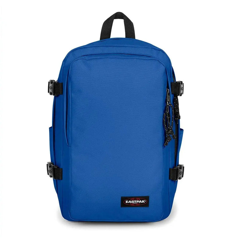 Vibrant royal blue Eastpak men black rucksack with black webbing straps and buckles made of polyamide 40x25x20 cm