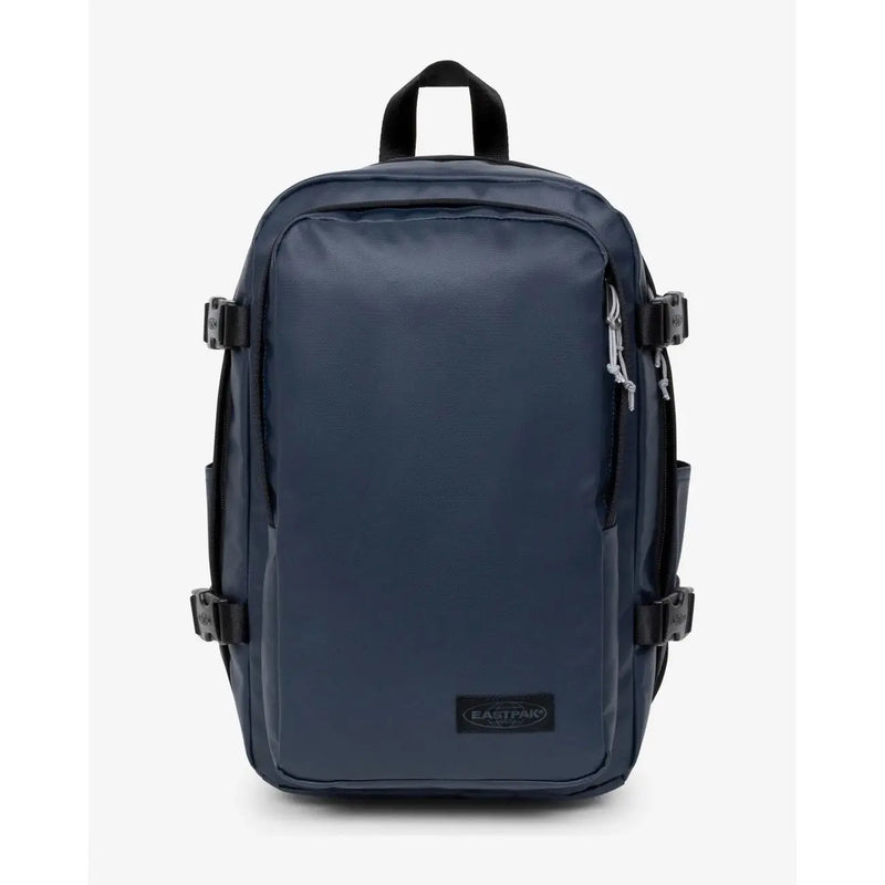 Eastpak men black rucksack in dark navy blue polyamide with black straps and zippers, size 40x25x20