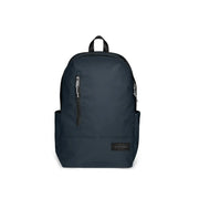 Eastpak men blue polyester rucksack with pockets featuring a dark navy backpack with black zippers and brand patch