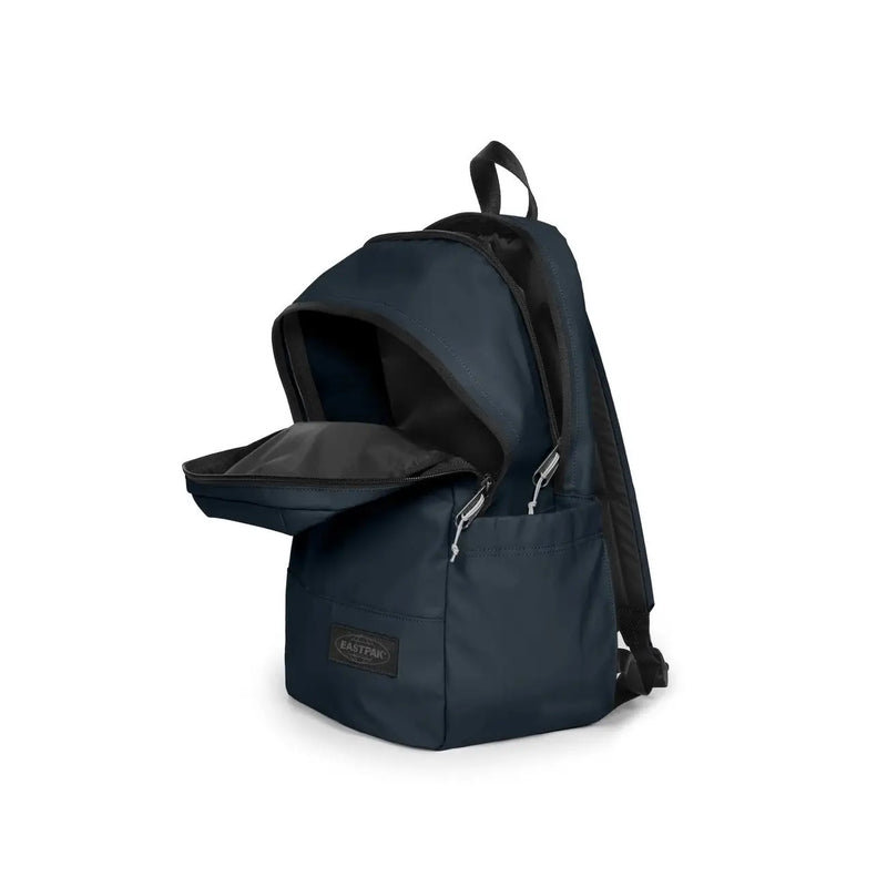 Navy blue eastpak men polyester rucksack with black interior and zippers featuring multiple pockets 45x28x22 cm