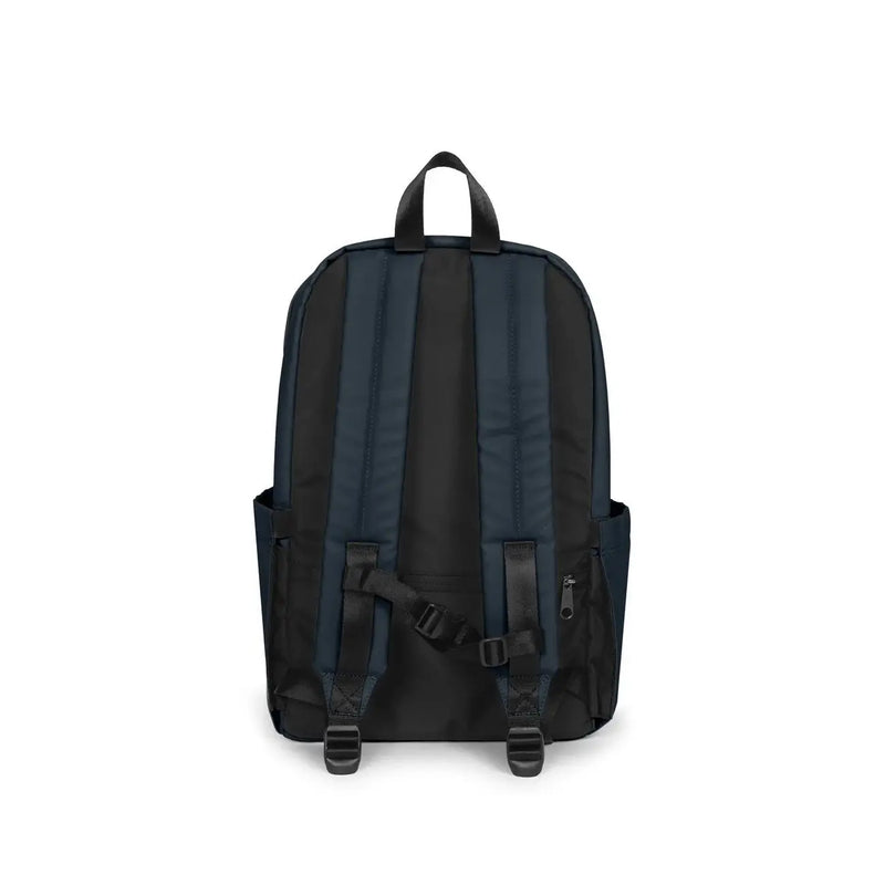 Eastpak men blue polyester rucksack with adjustable shoulder straps and side pockets in navy blue and black