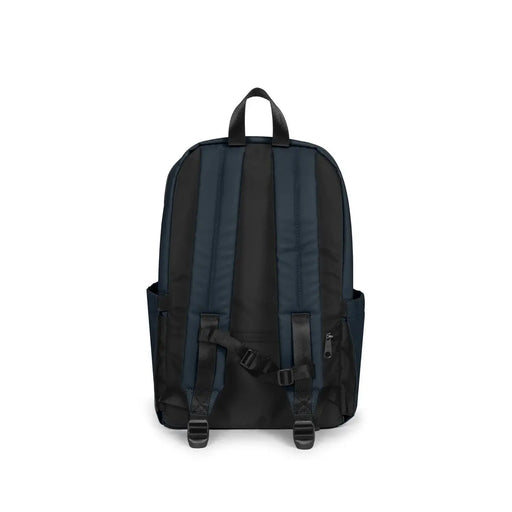 Eastpak men blue polyester rucksack with adjustable shoulder straps and side pockets in navy blue and black