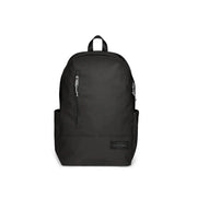 Black eastpak men blue polyester rucksack with sleek minimalist design subtle silver zippers and multiple pockets