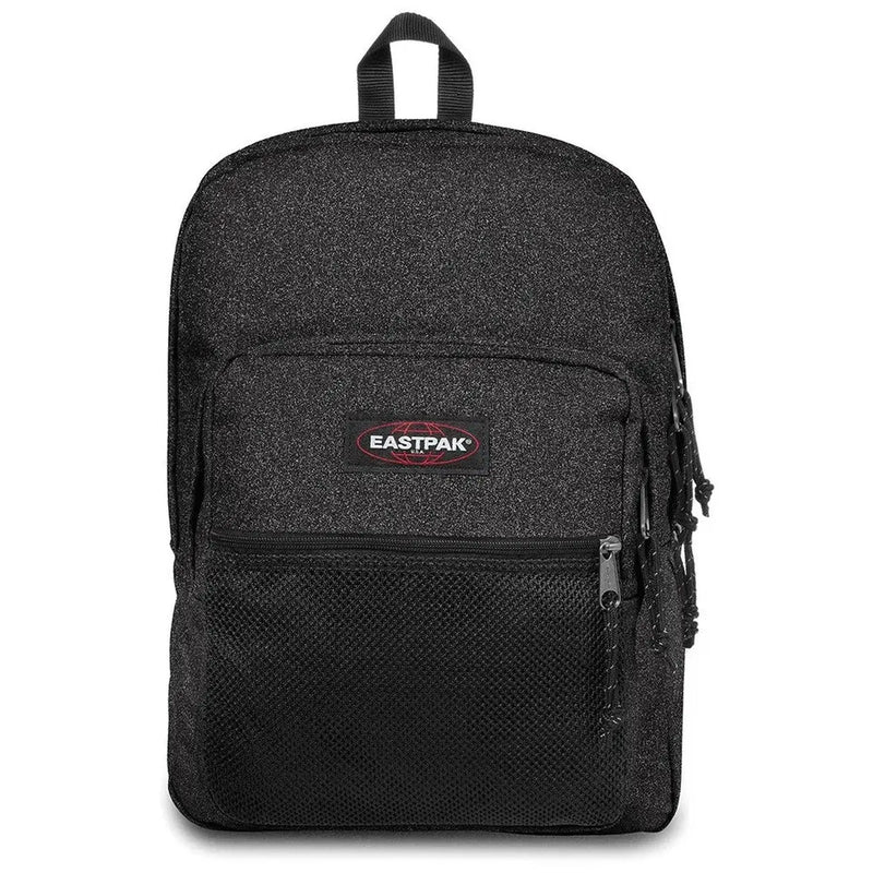 Black glittery eastpak men rucksack with mesh front pocket and zipper pulls made of polyester 42x32x25.5 cm